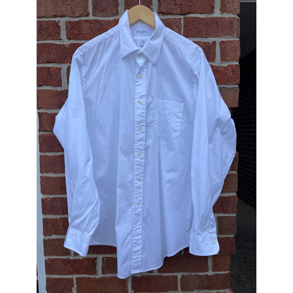Brooks Brothers Makers White Cotton Dress Shirt Mens 17-35 Made in USA